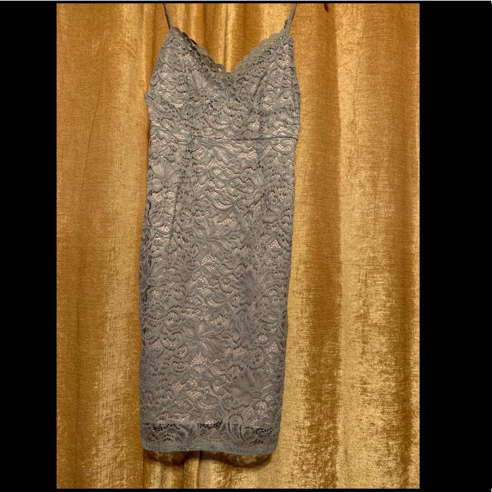 Sweet storm gray lace mini dress